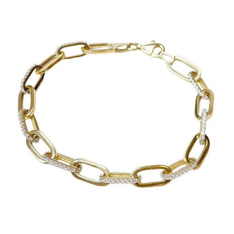 Armbånd i 8 kt guld med klare zirkonia fra Mads Z Essentials – stort ledarmbånd.